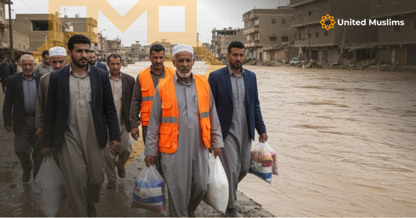 Flood relief as sadaqah